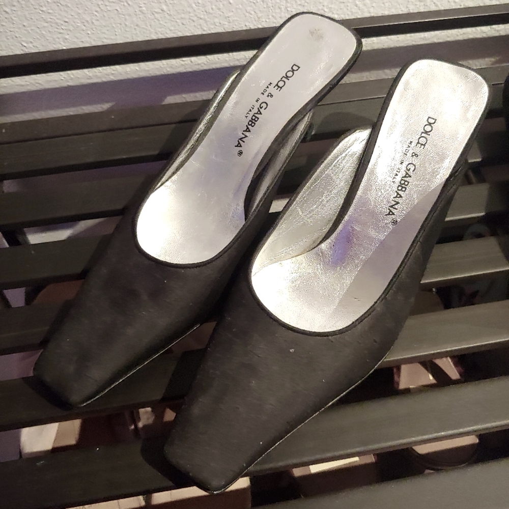 Dolce & Gabbana Elegant Squared and Pointed Toe Kitten Heels- Vintage